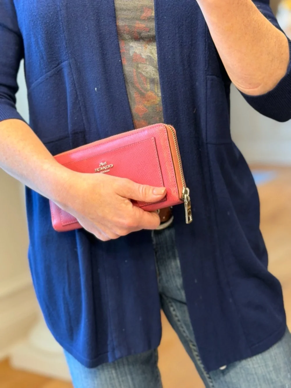 Coach Barbiecore Pink Leather 3/4 Zip Wallet 2010s (GUC)‎